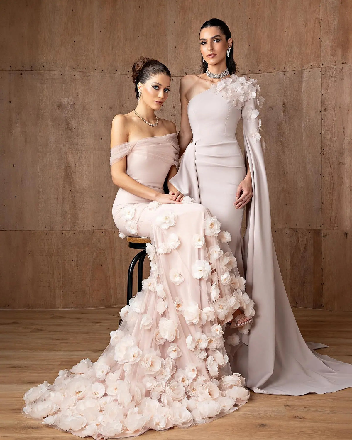 Elegant Pink 3D Flowers Off Shoulder Evening dress SF383 Elegant Pink 3D Flowers Off Shoulder Evening dress SF383