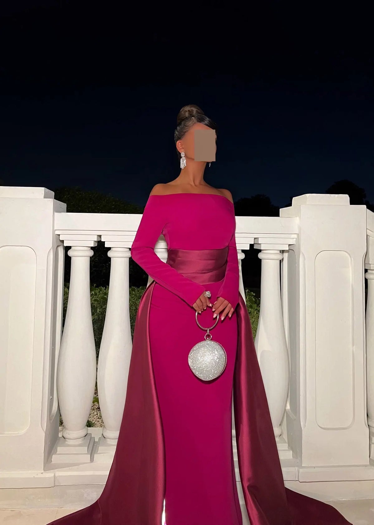 Black Off Shoulder Train Evening Dress SF318