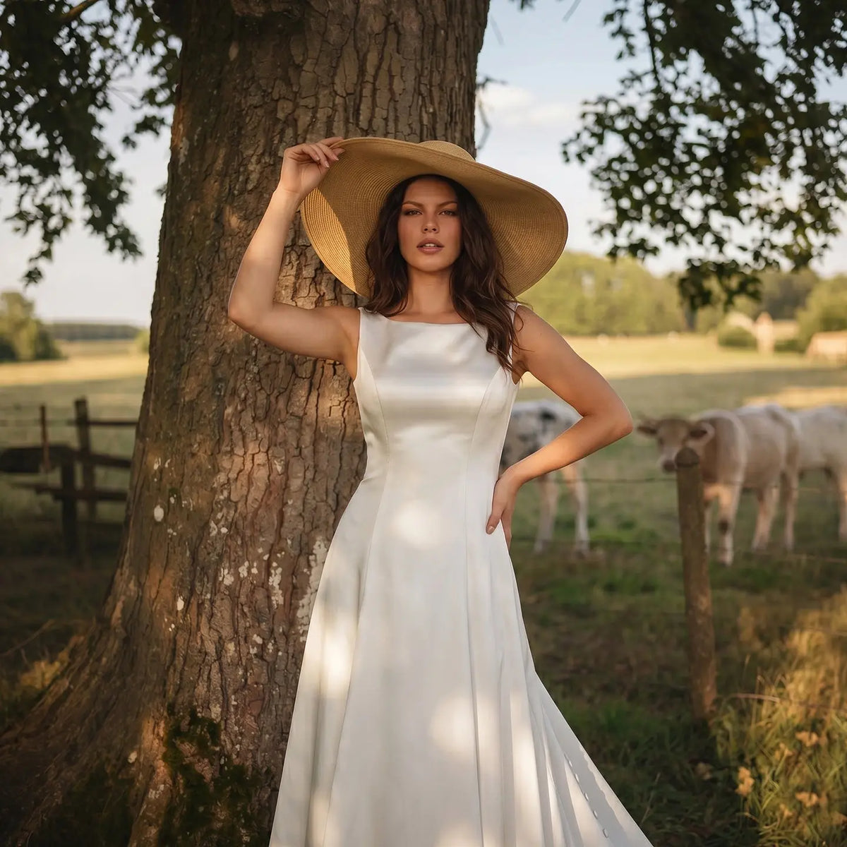 Romantic White Sleeveless Satin Wedding Dress with Low Back SW719 Romantic White Sleeveless Satin Wedding Dress with Low Back SW719