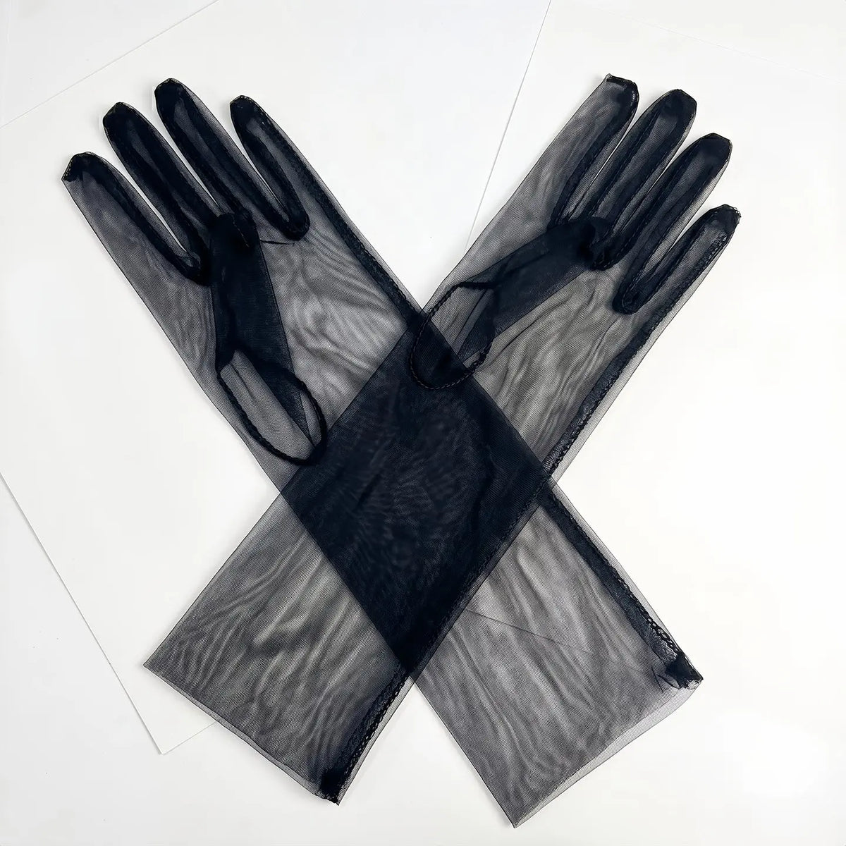 Sheer Tulle Long Gloves For Wedding Prom Bridal GL001-2