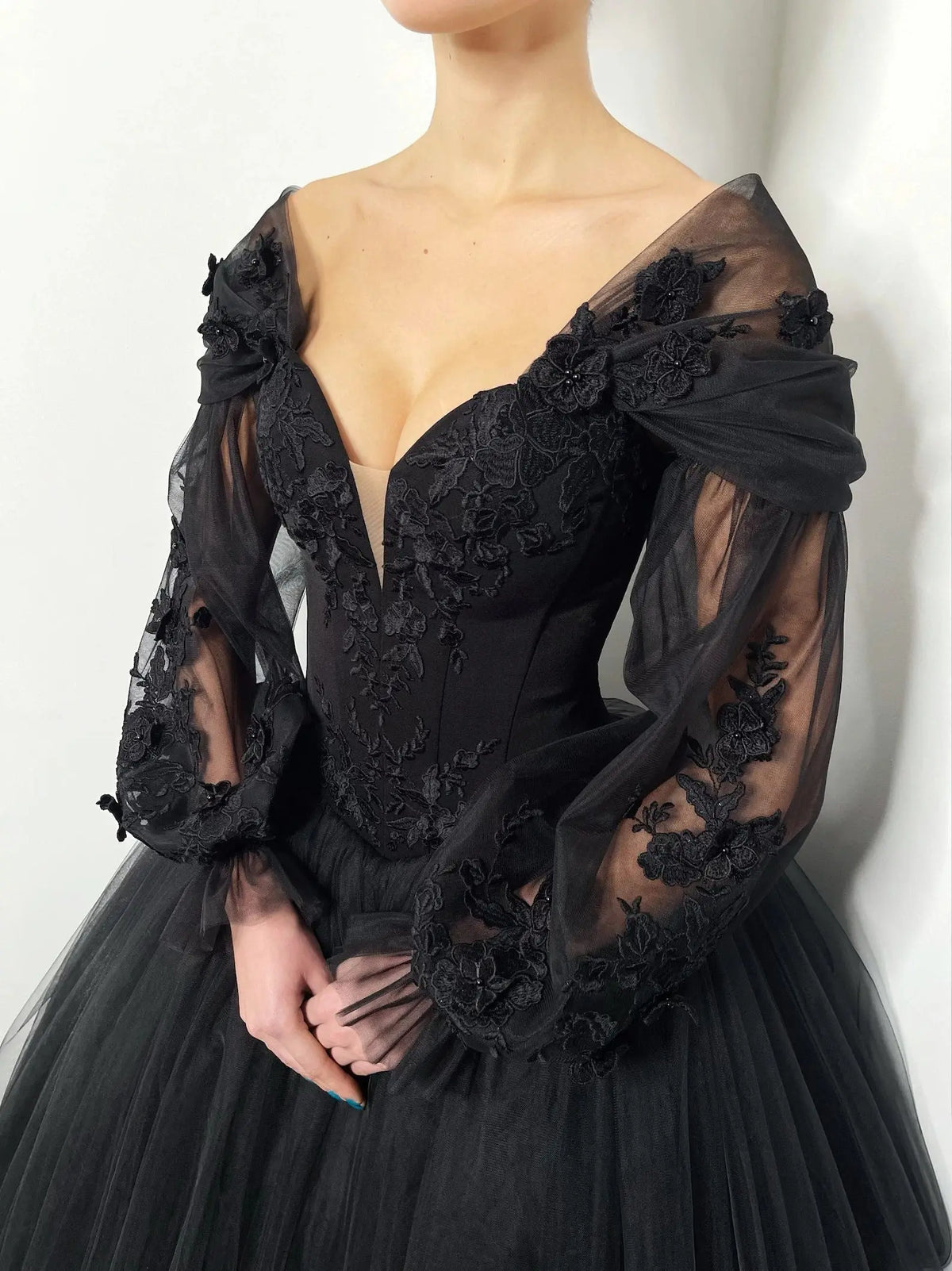 corset gothic wedding dresses Black and White Gothic Wedding Dress * Lace Corset Bridal Gown * Alternative Tulle Ball Gown for Dark Romantic Brides