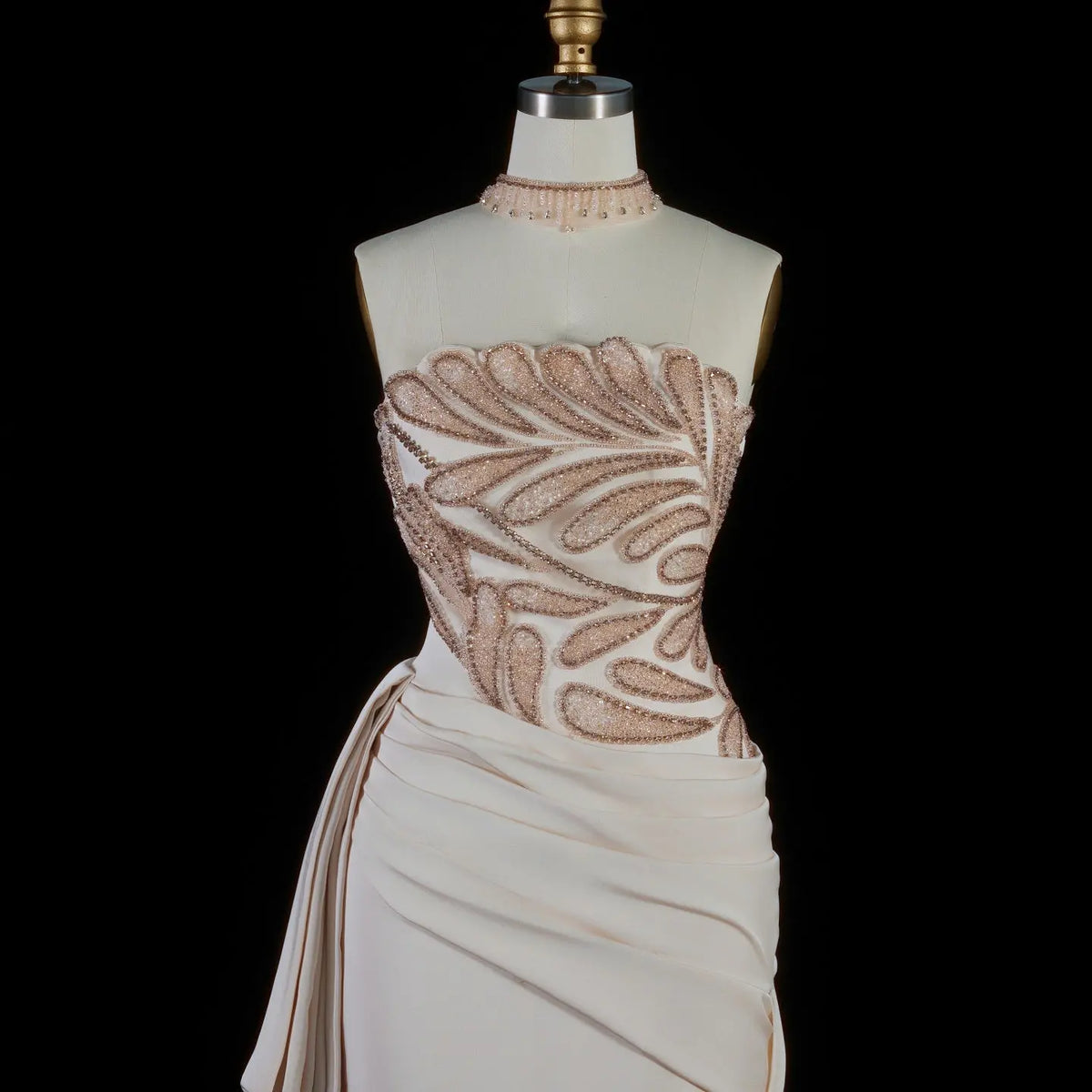 beige beaded cocktail dress Sz 4//Silver Rhinestone Fringe Cocktail Dress//Intricate Beaded Straps