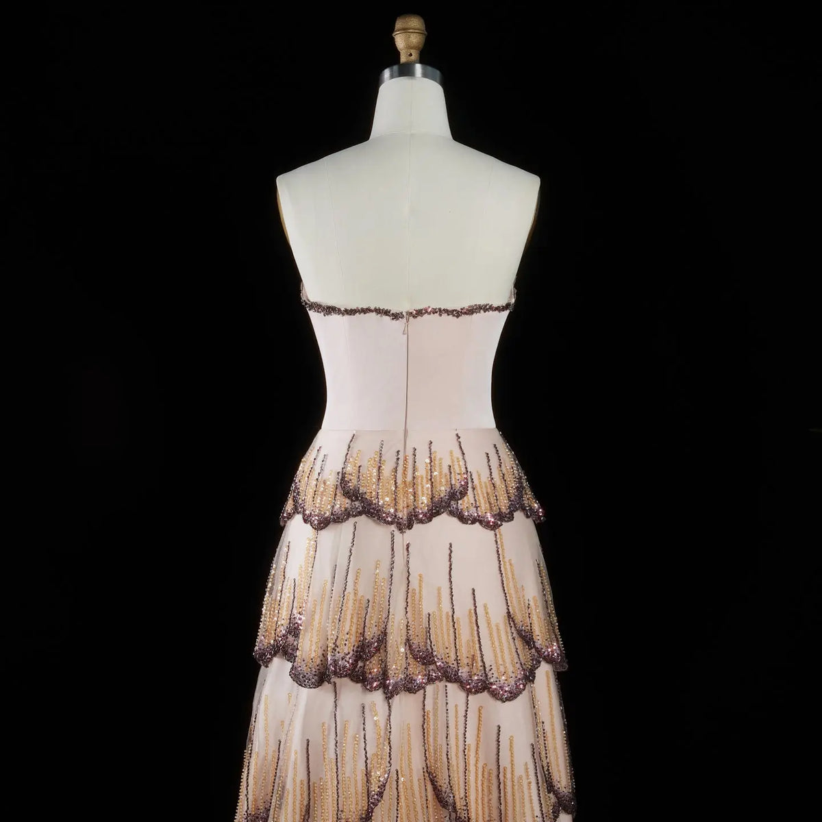 Purple Beaded Sequin Strapless Evening Dress SS657-6