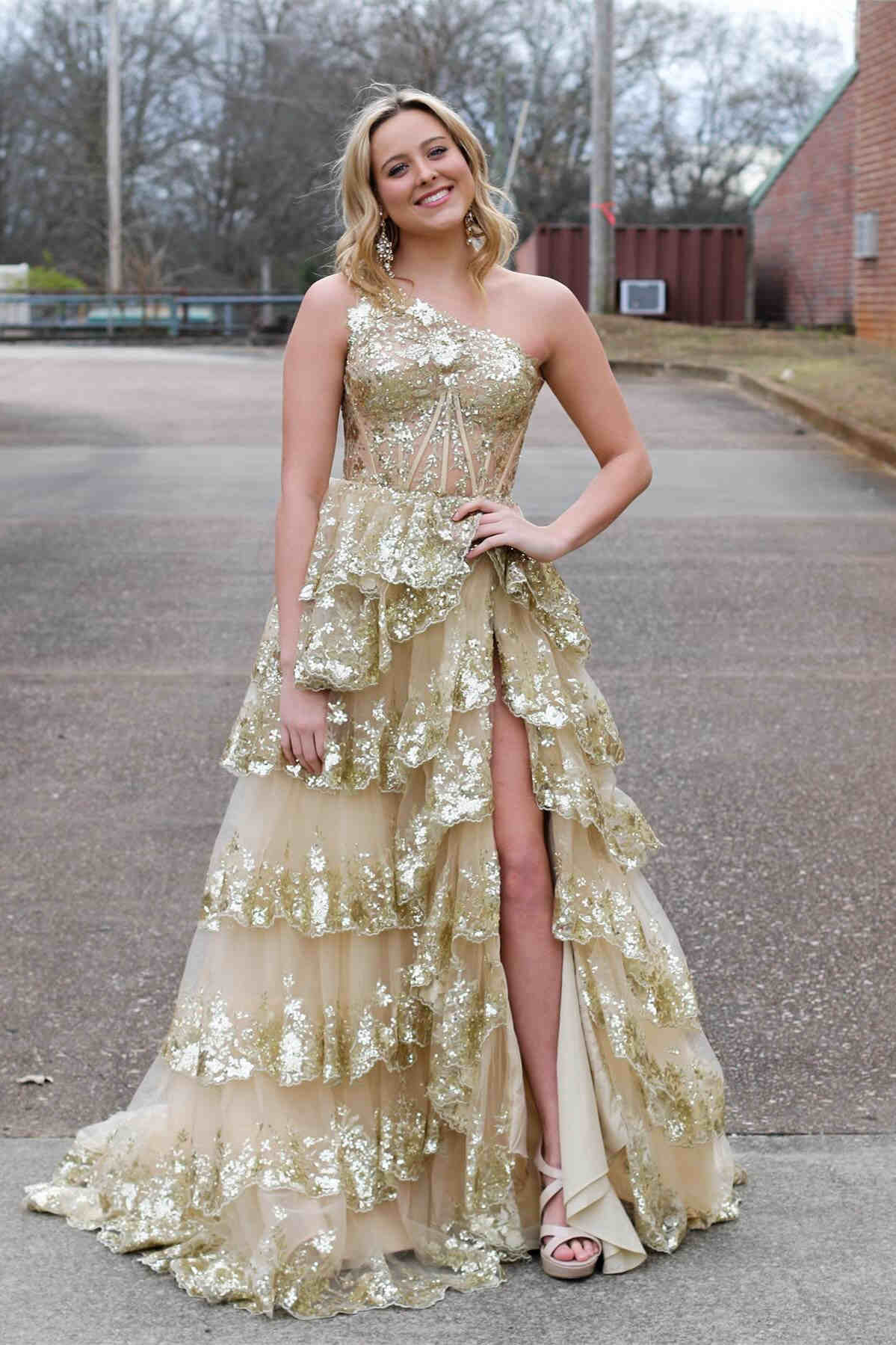Vibrant Navy Blue Ruffles One shoulder Prom Dress with High Slit SH156 Vibrant Navy Blue Ruffles One shoulder Prom Dress with High Slit SH156