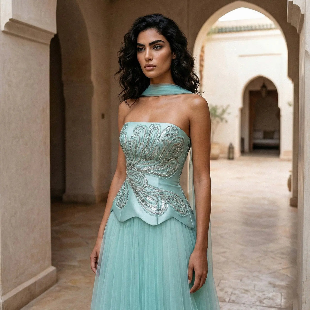 aqua sequin dress strapless Long Prom Dress: Tiffany 16232 Aqua Sparkle / 00
