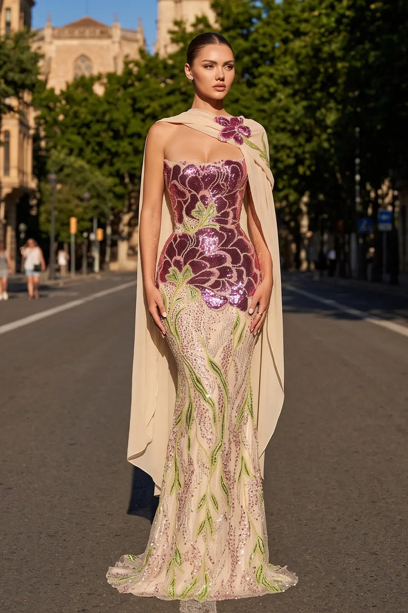 Purple Green Sequin Girls Evening Dress SS511