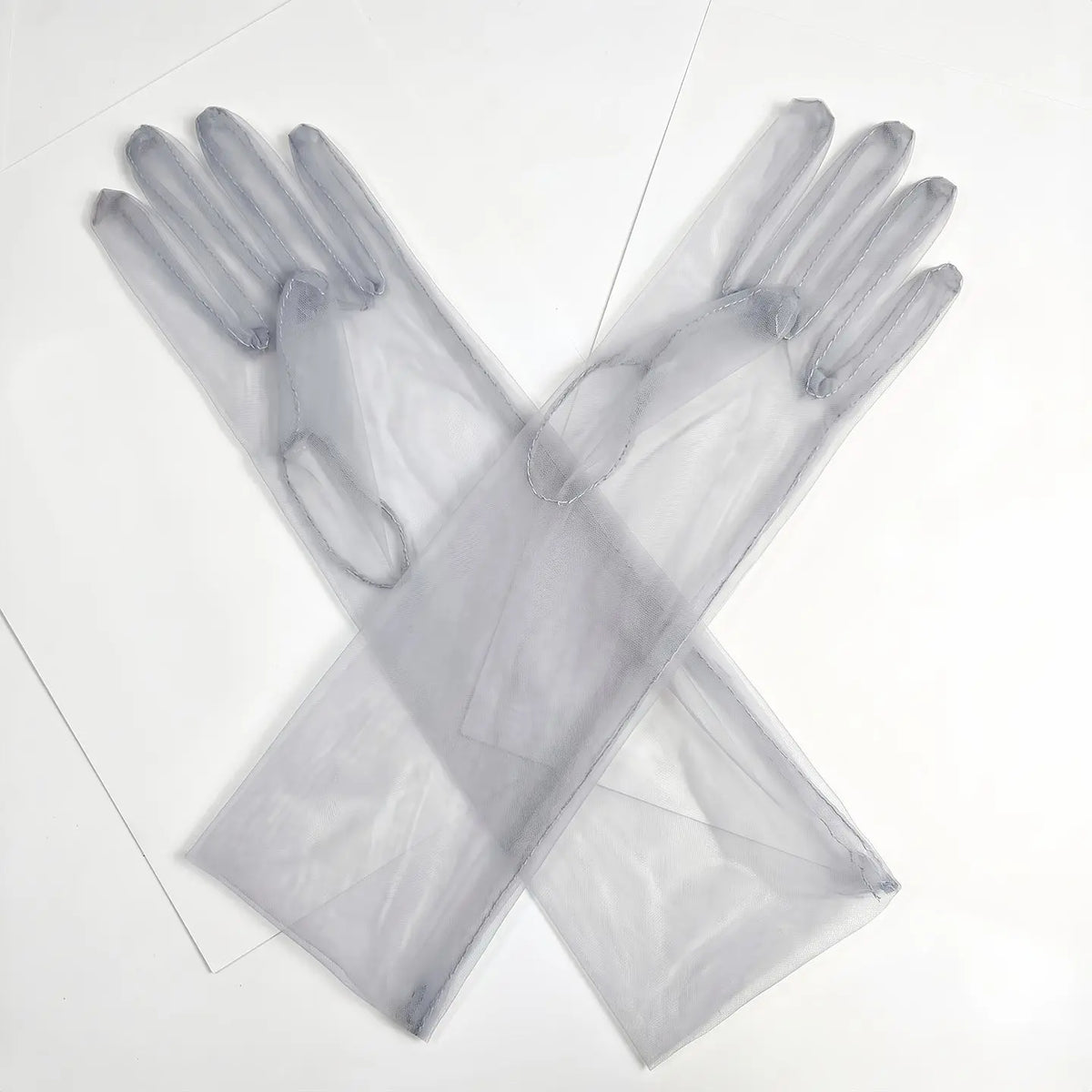 Sheer Tulle Long Gloves For Wedding Prom Bridal GL001-5
