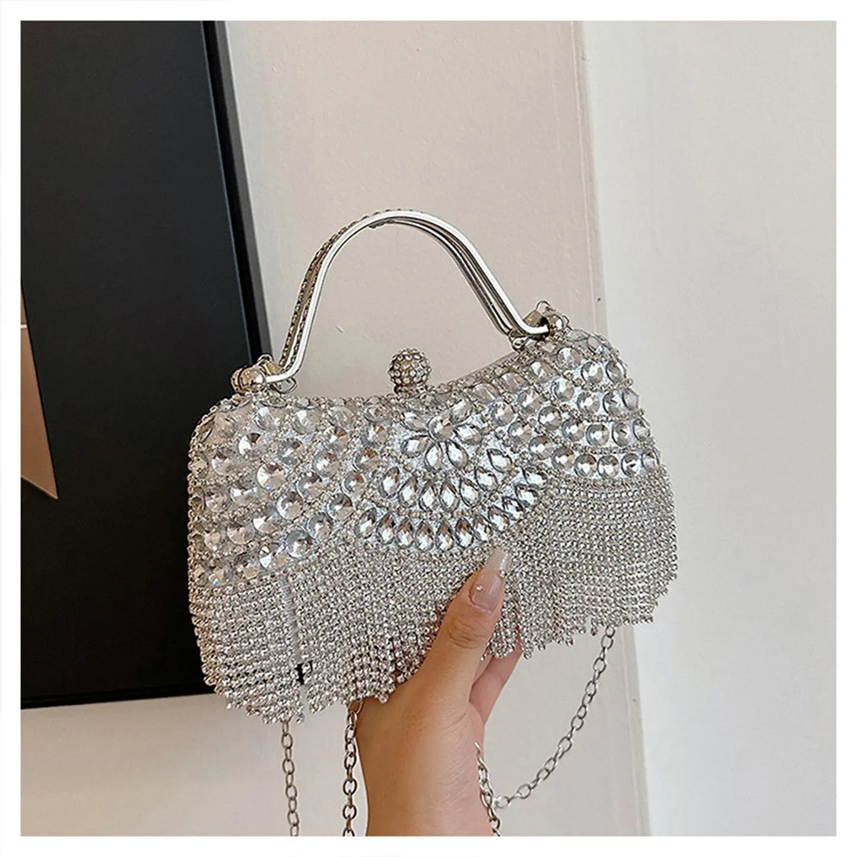 Rhinestone Tassel Handheld Shoulder Bag HB003 