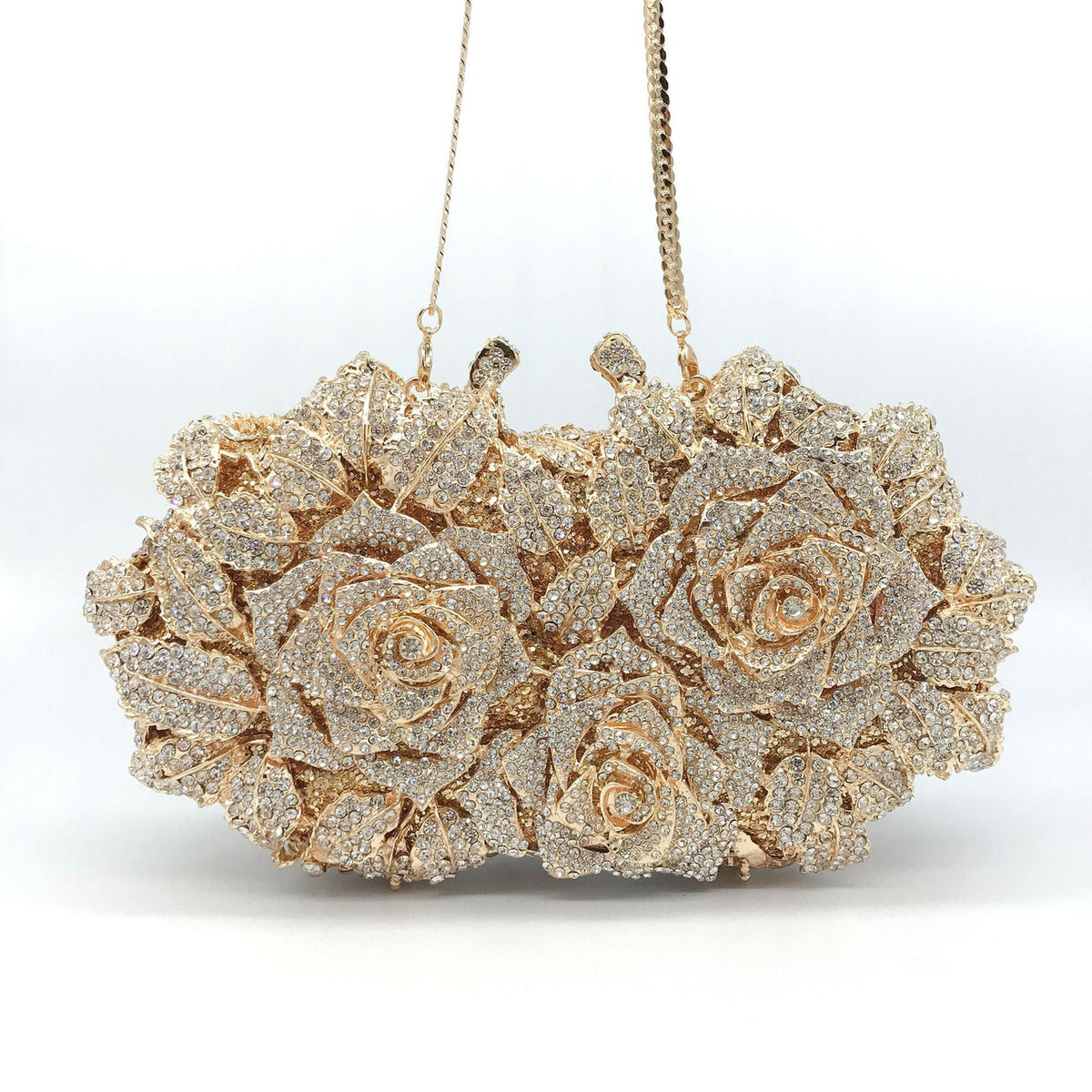 Hollow Rose Diamond Evening Bag Clutch 