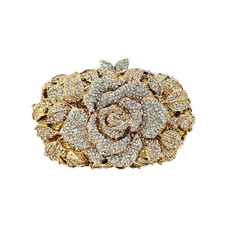 Hollow Rose Diamond Evening Bag Clutch 