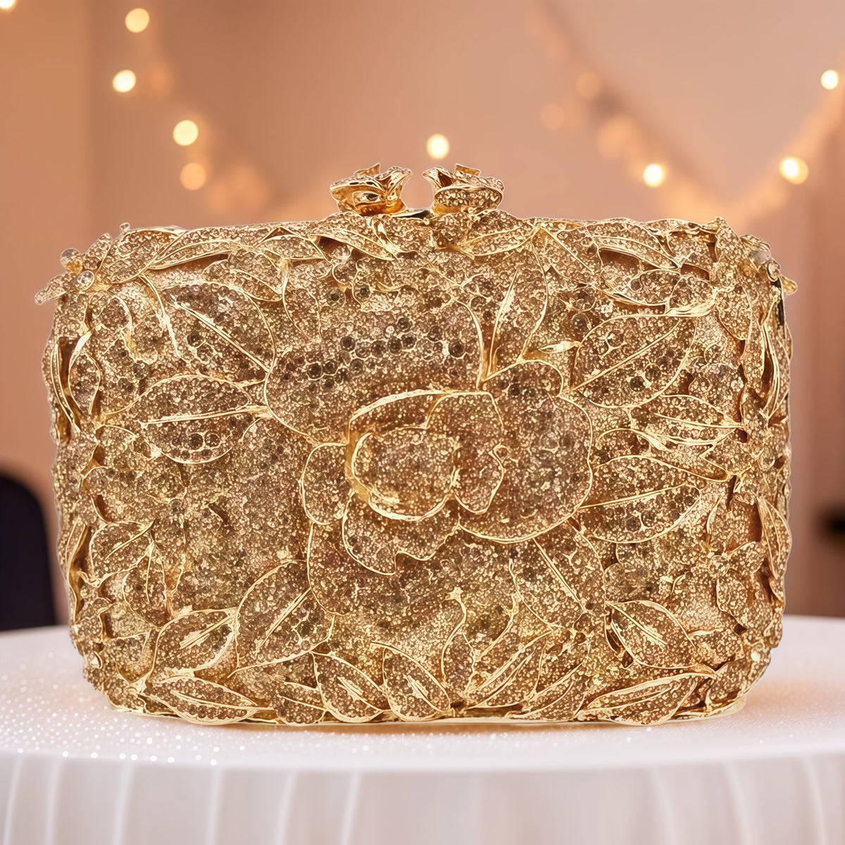 Pastel Rose Diamond Evening Clutch 