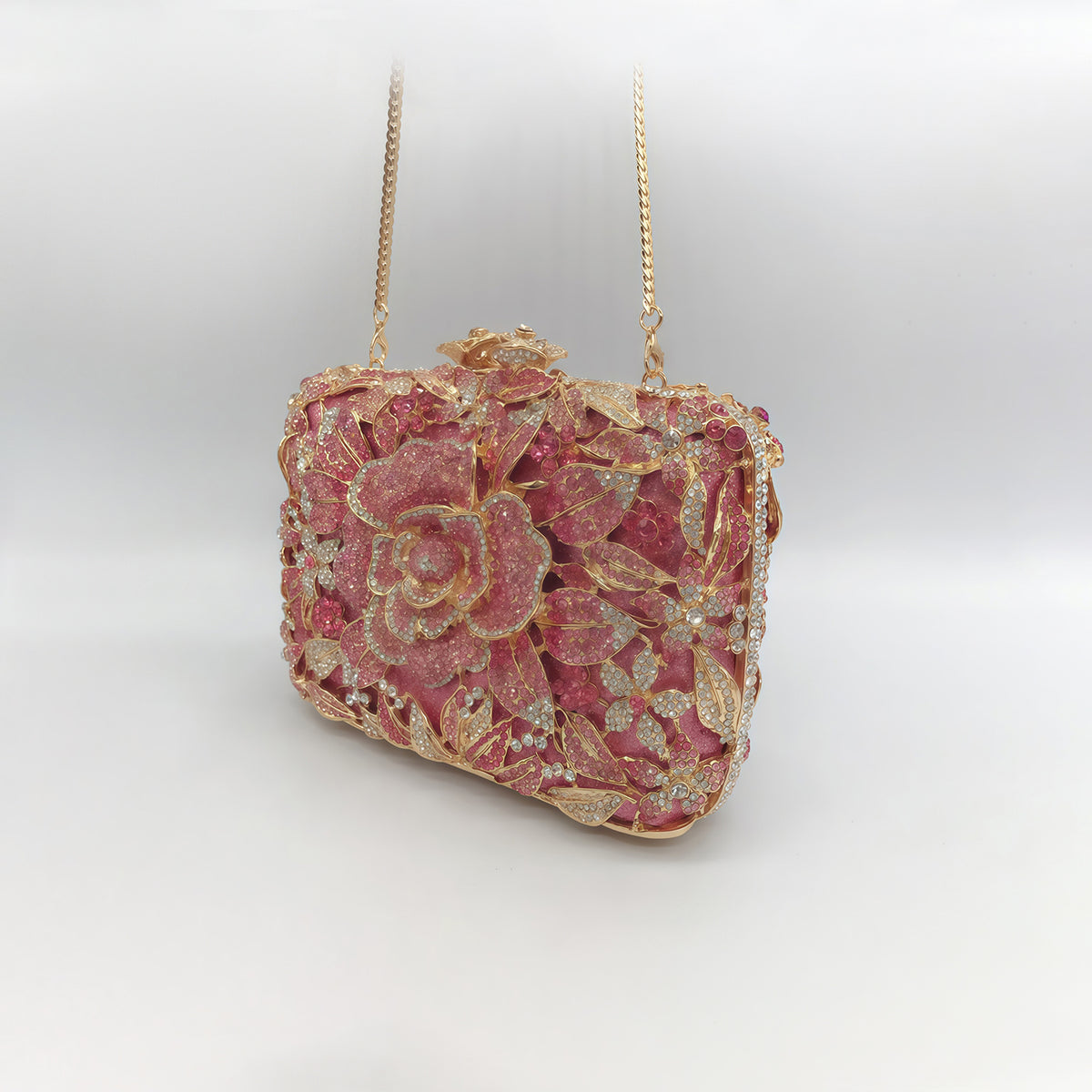 Pastel Rose Diamond Evening Clutch 