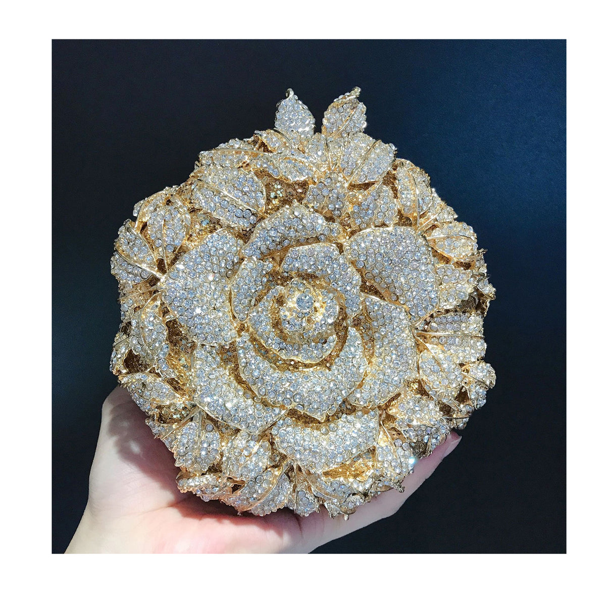 3D Camellia Diamond Evening Clutch 