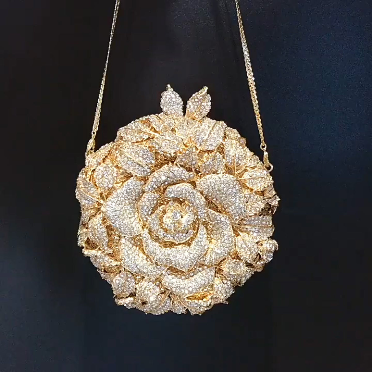 3D Camellia Diamond Evening Clutch 