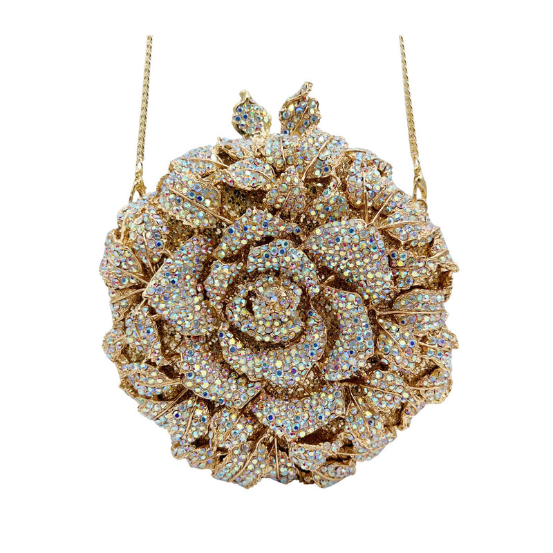 3D Camellia Diamond Evening Clutch 