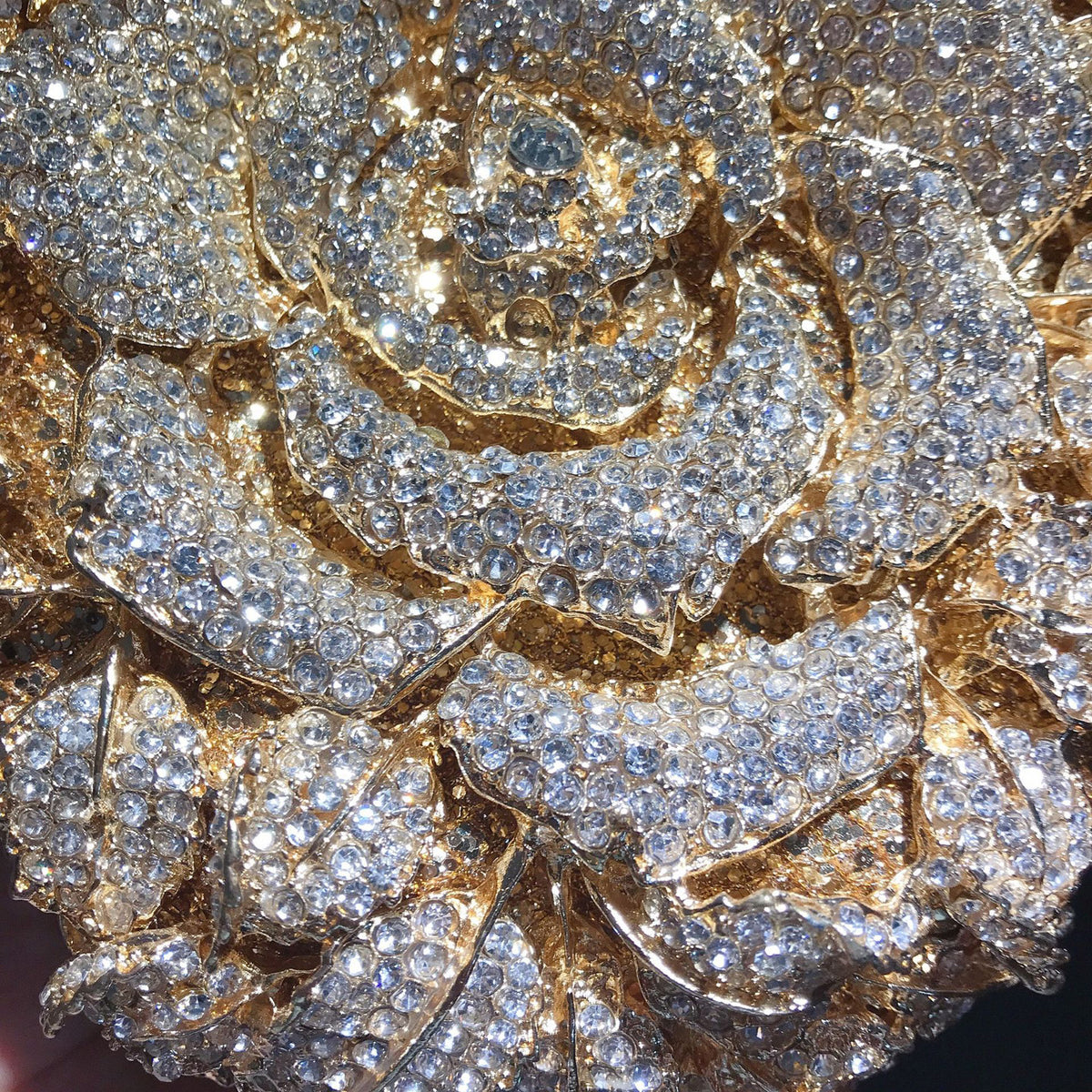 3D Camellia Diamond Evening Clutch 