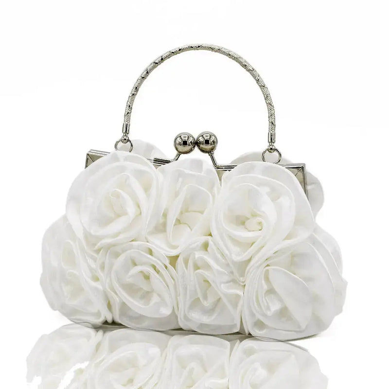 Rose-patterned Satin Flower Clutch Bag HB028 