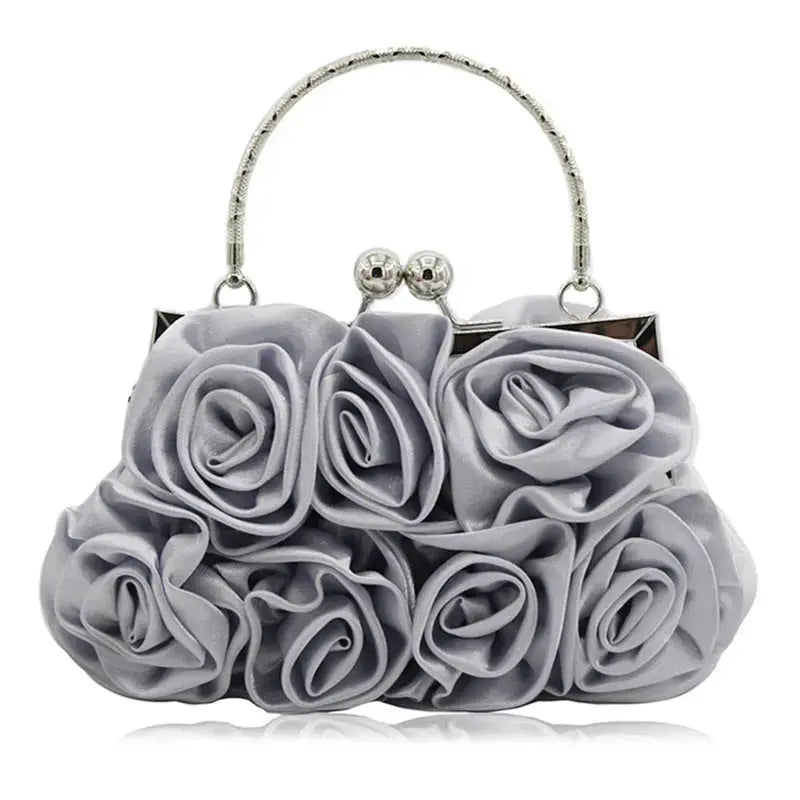 Rose-patterned Satin Flower Clutch Bag HB028 