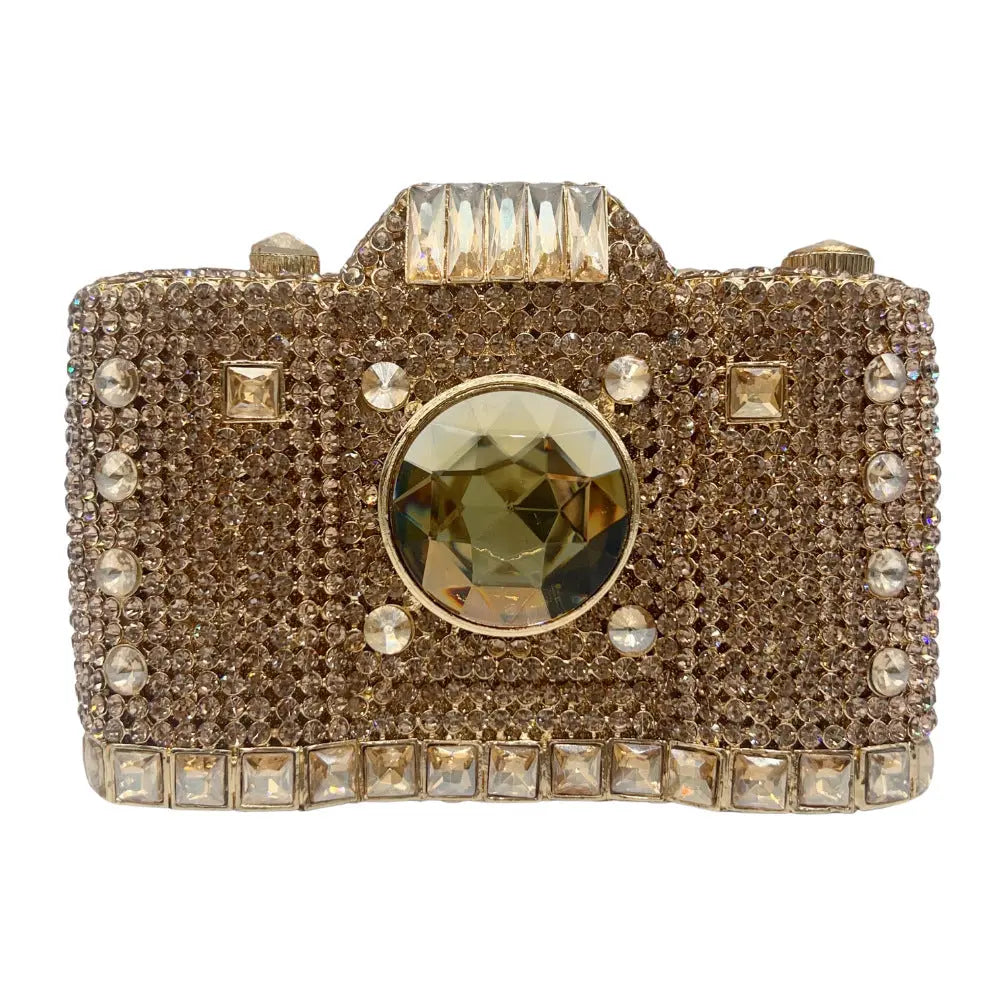 Camera Shaped Metallic Diamond Clutch Bag HB029 