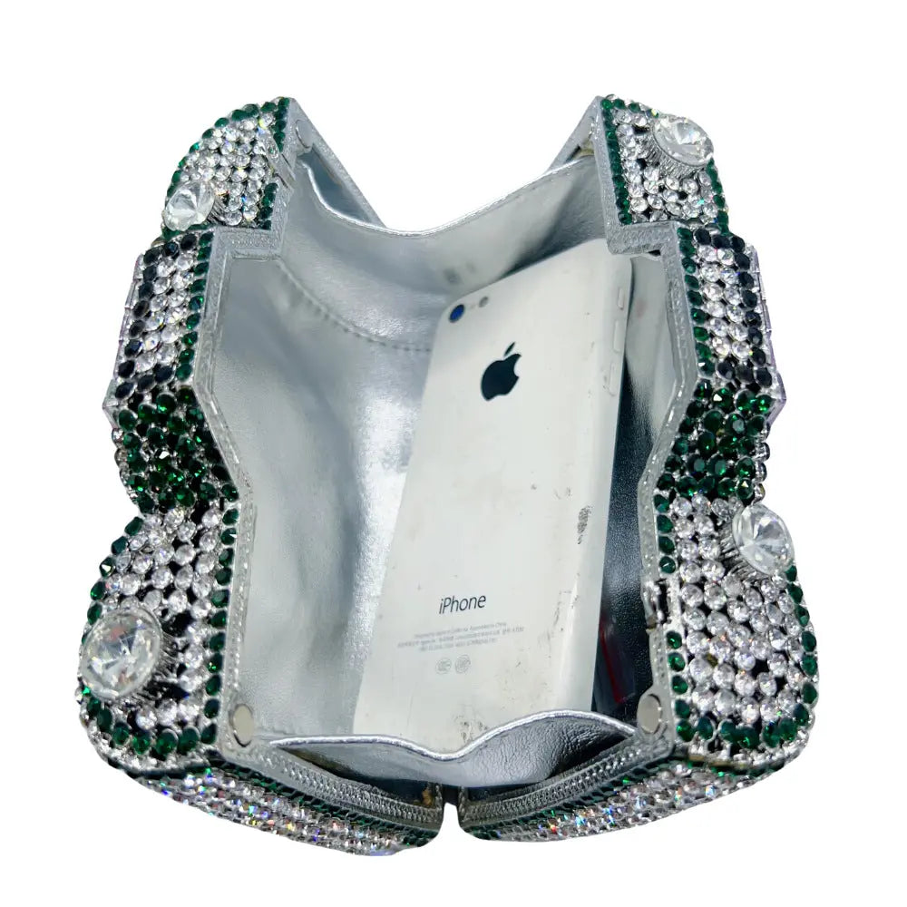 Camera Shaped Metallic Diamond Clutch Bag HB029 