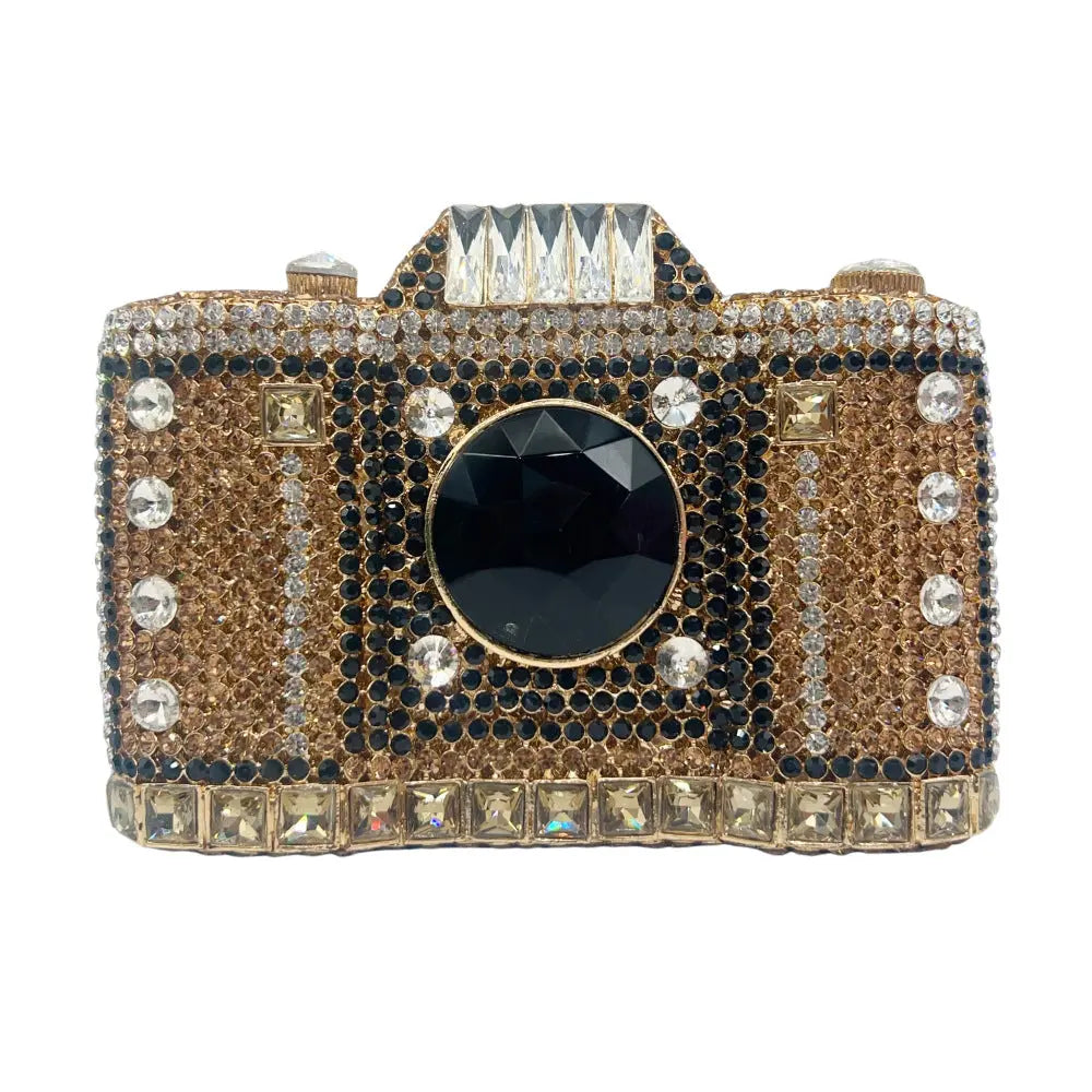 Camera Shaped Metallic Diamond Clutch Bag HB029 