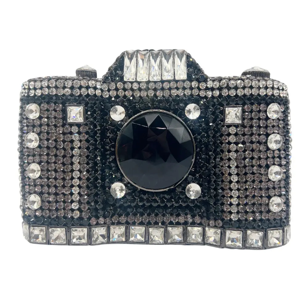 Camera Shaped Metallic Diamond Clutch Bag HB029 