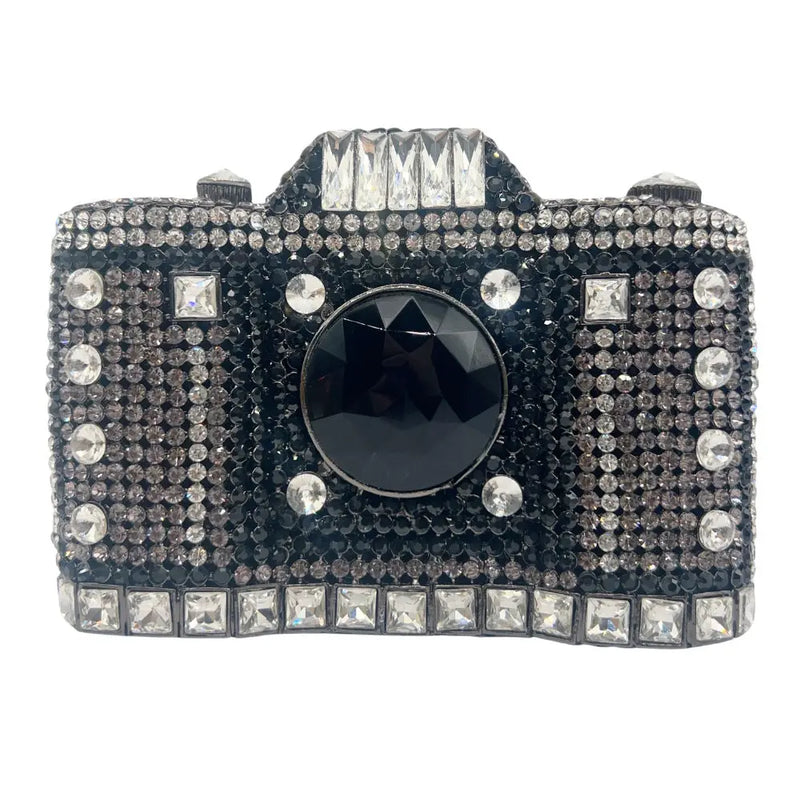 Camera Shaped Metallic Diamond Clutch Bag HB029 