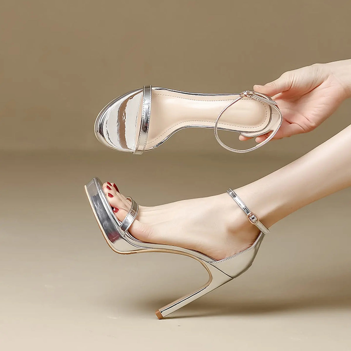 Nude Ankle Strap High Heels HH001 
