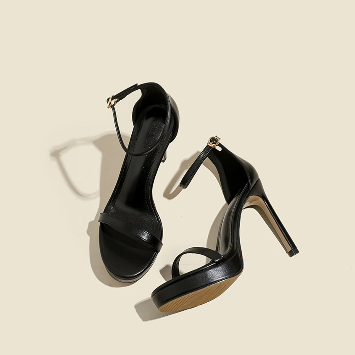 Nude Ankle Strap High Heels 