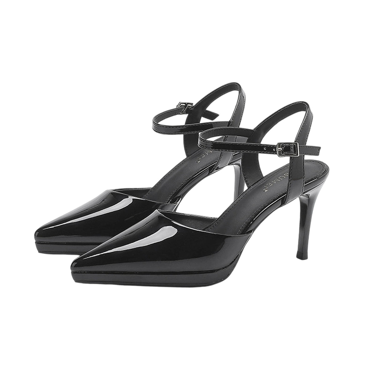 Classic Black Ankle Strap Pointed Toe High Heels 