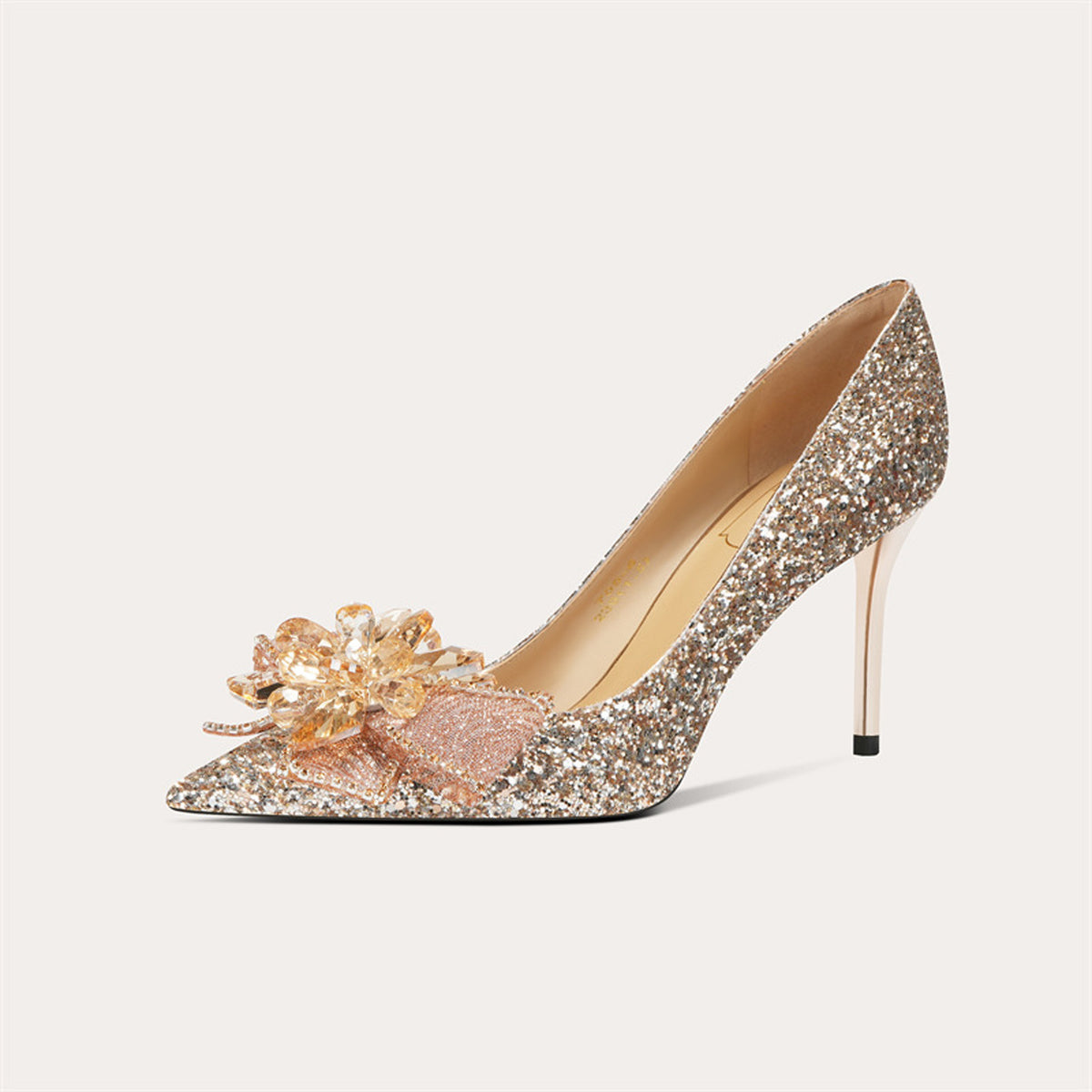 French Crystal Sheepskin High Heel 