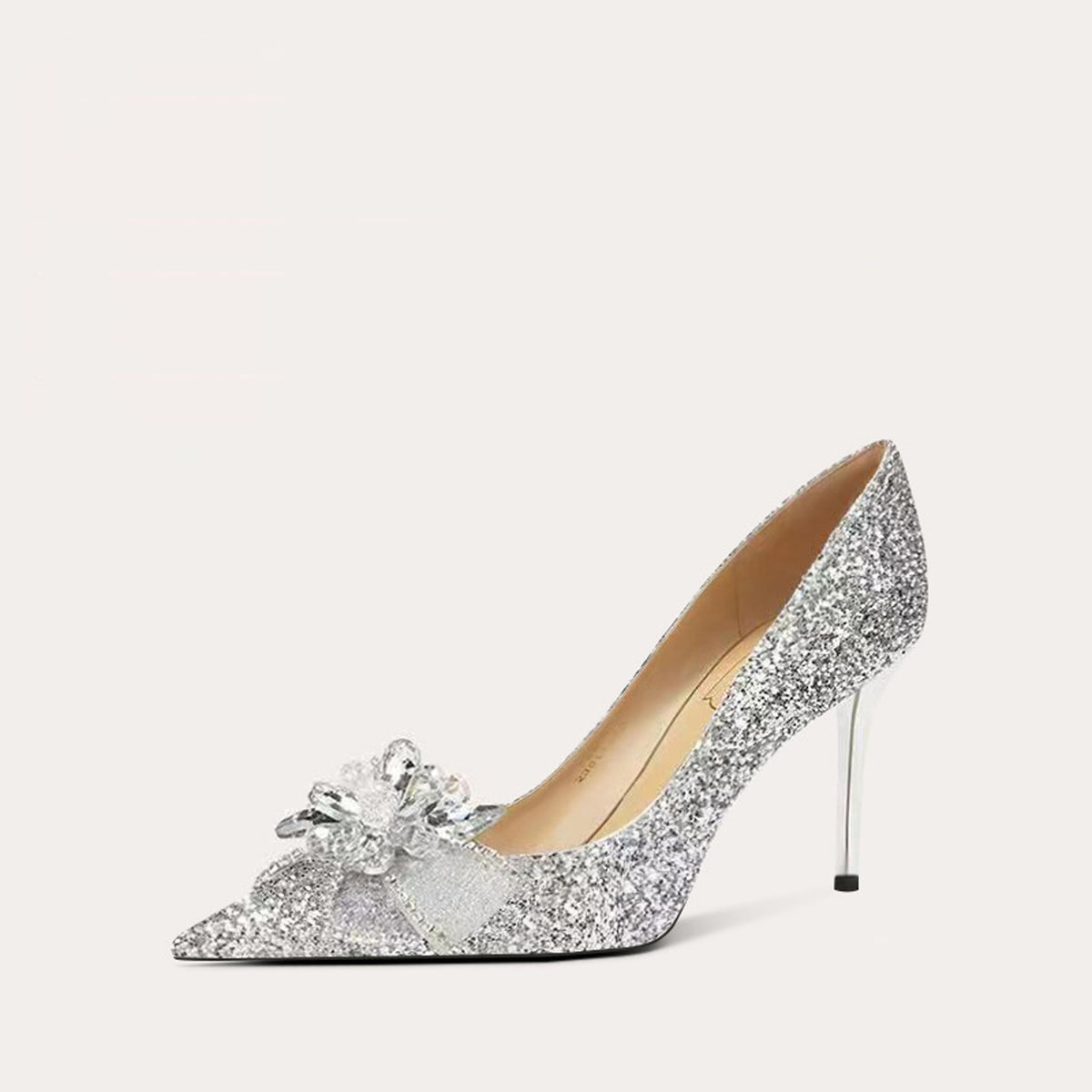 French Crystal Sheepskin High Heel 