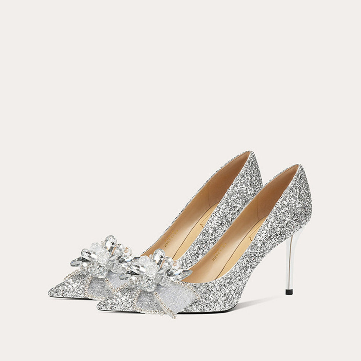 French Crystal Sheepskin High Heel 