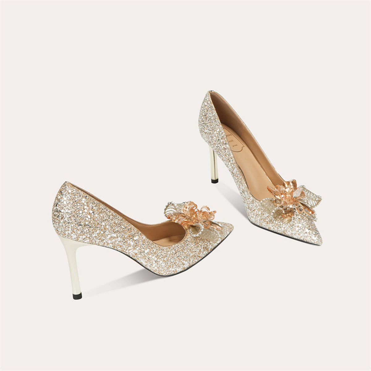 French Crystal Sheepskin High Heel 