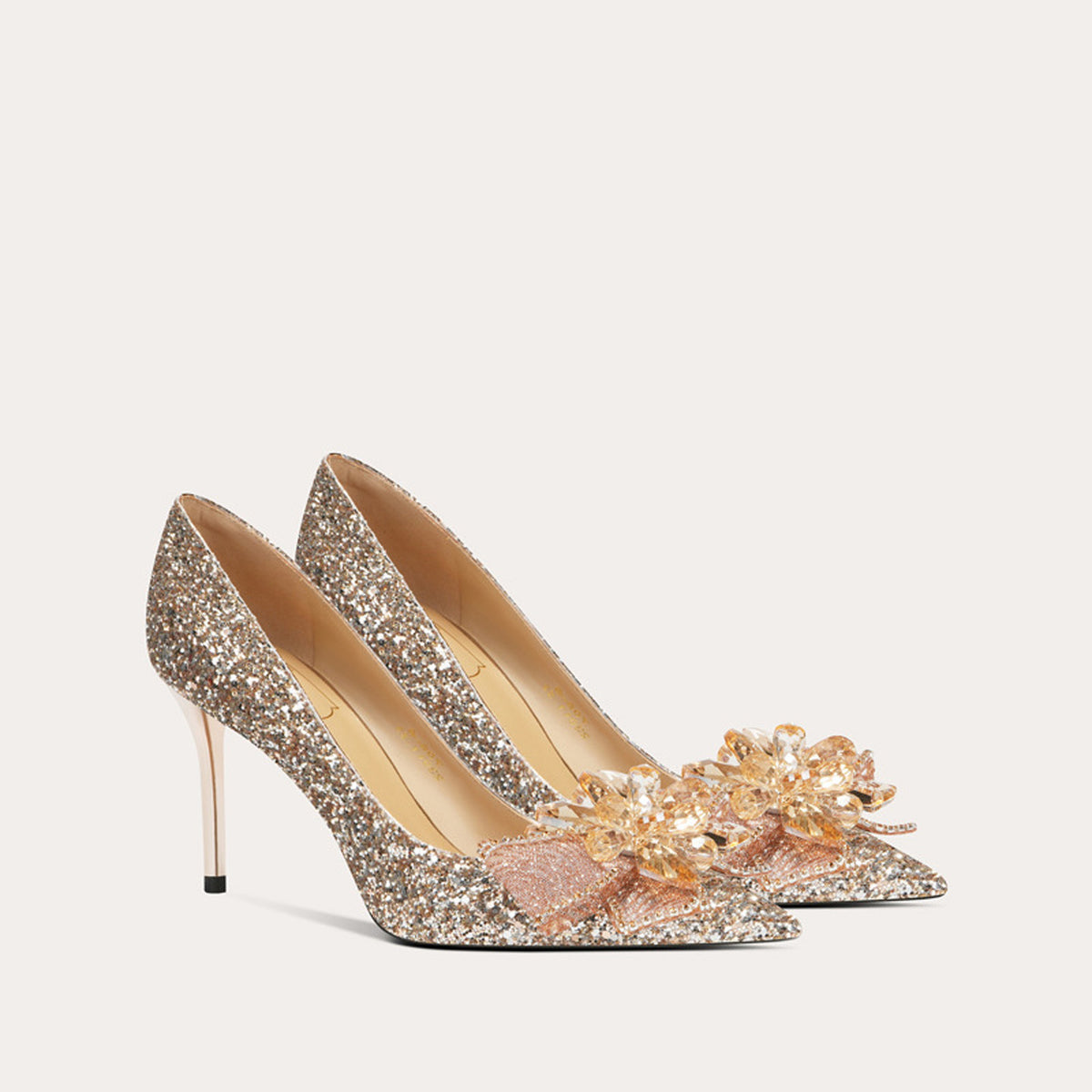 French Crystal Sheepskin High Heel 