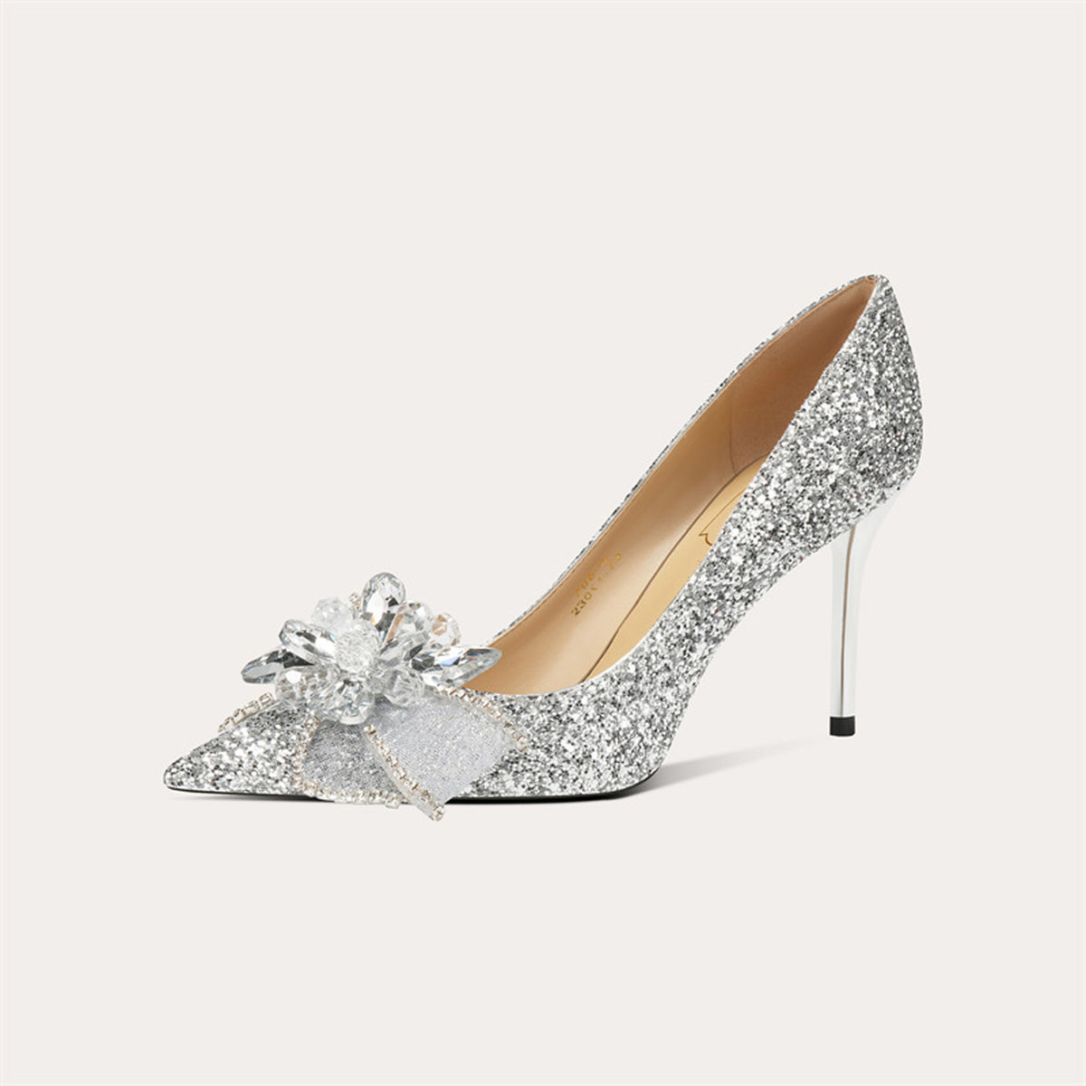 French Crystal Sheepskin High Heel 