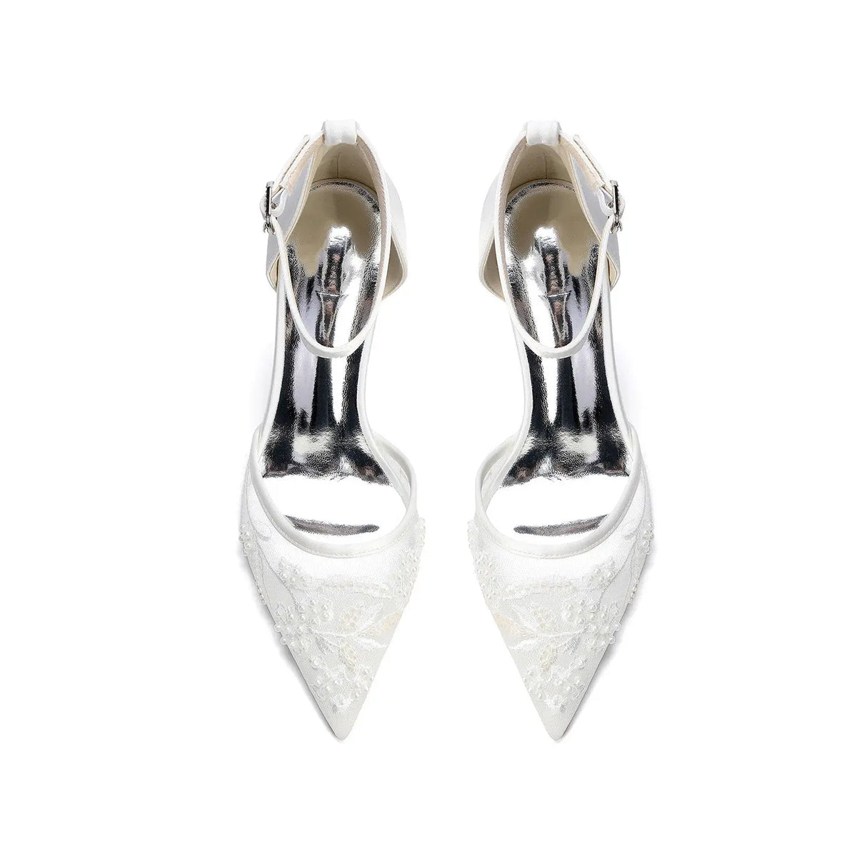 Pearl Embellished Mesh Pointed Toe High Heel HH024 