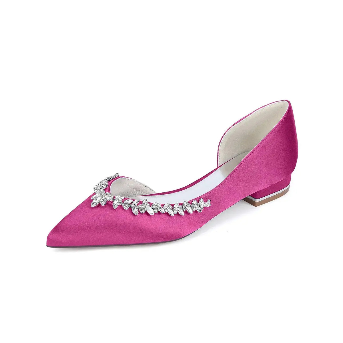Crystal Embellished Satin D'Orsay Block High Heel HH025 