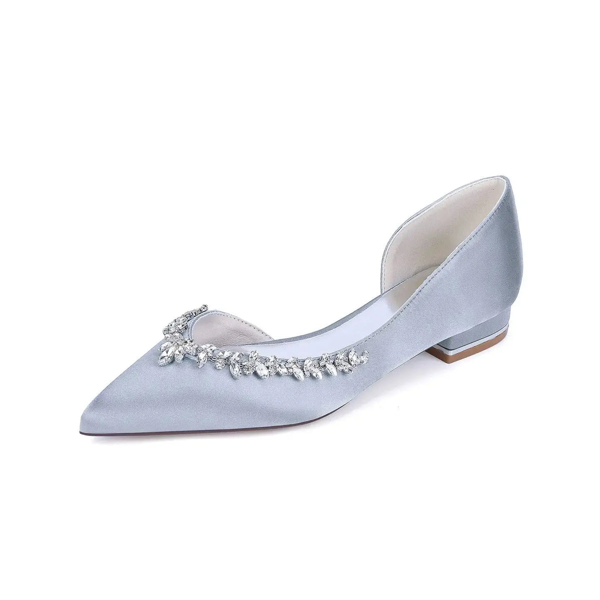 Crystal Embellished Satin D'Orsay Block High Heel HH025 