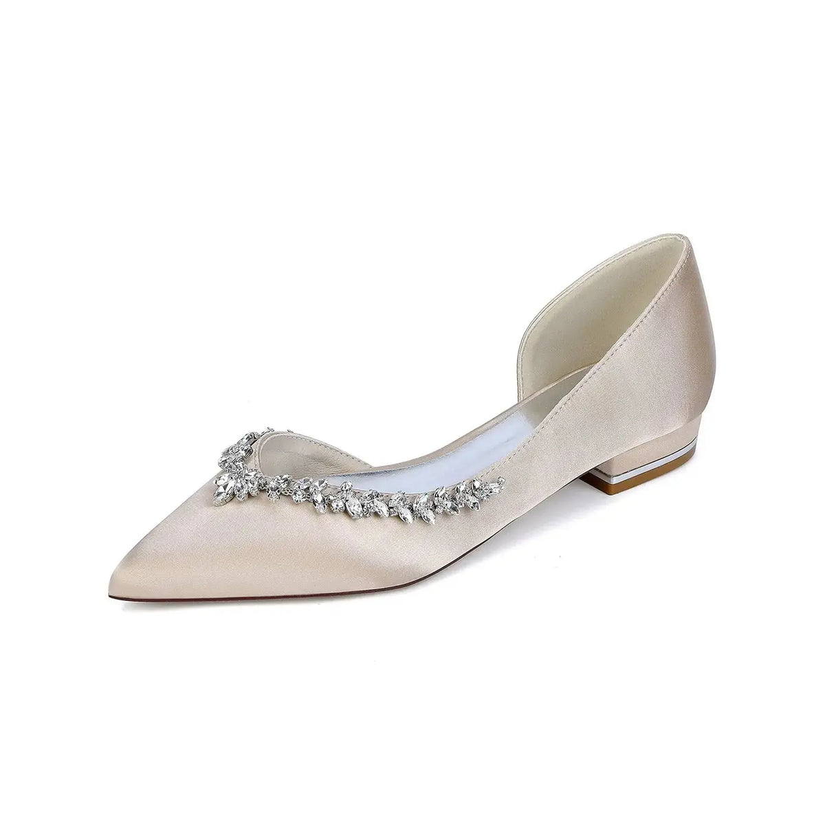 Crystal Embellished Satin D'Orsay Block High Heel HH025 