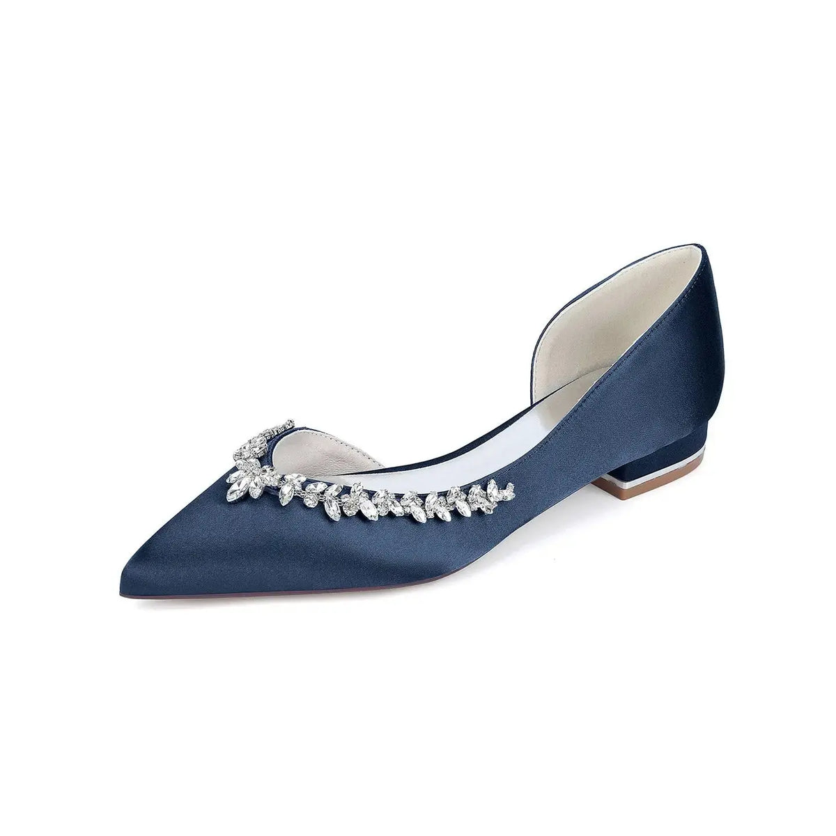 Crystal Embellished Satin D'Orsay Block High Heel HH025 