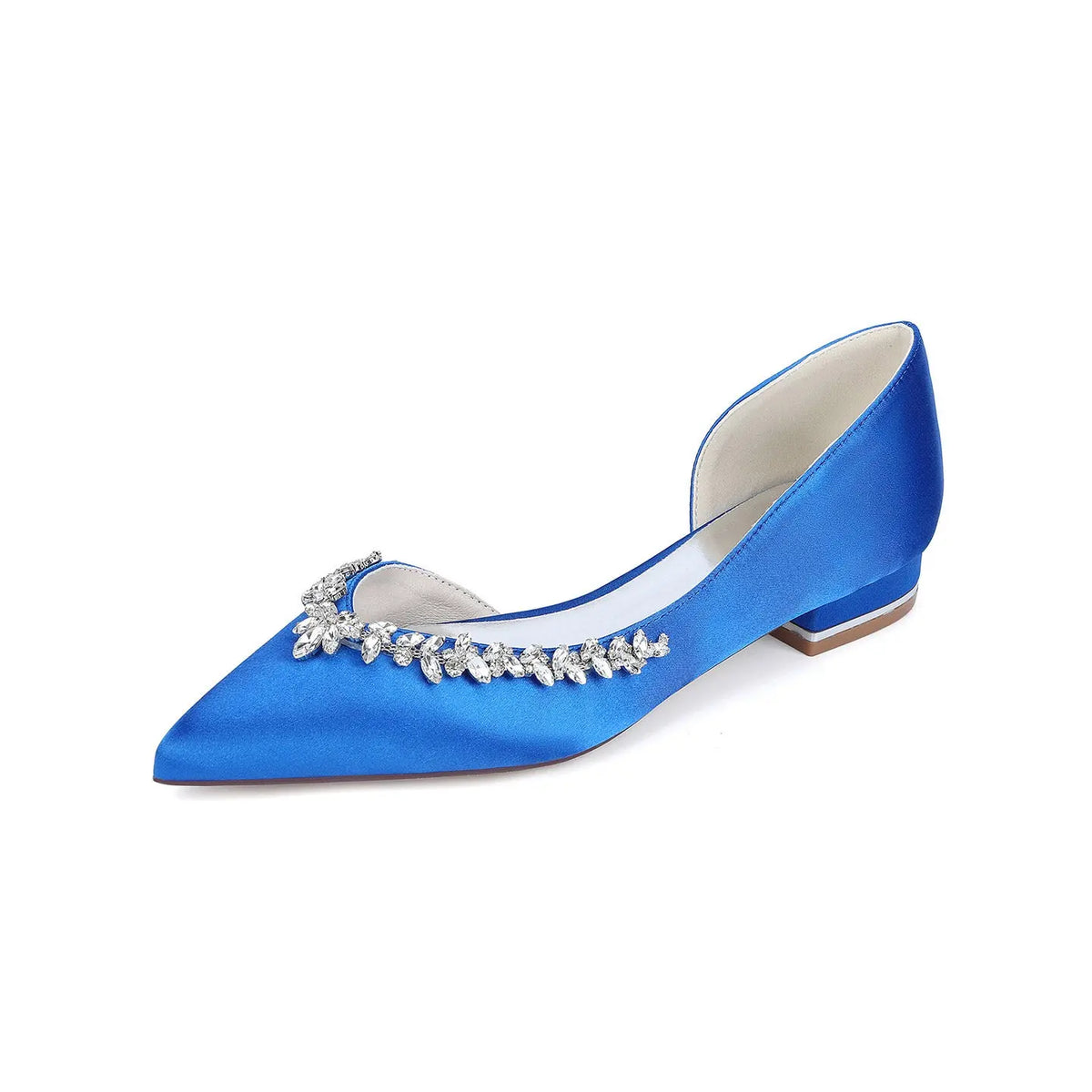 Crystal Embellished Satin D'Orsay Block High Heel HH025 