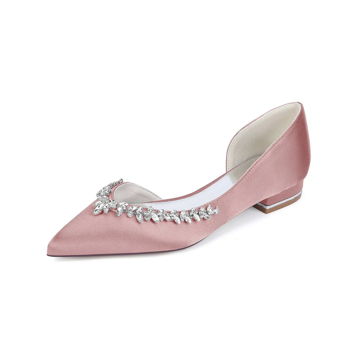 Crystal Embellished Satin D'Orsay Block High Heel HH025 