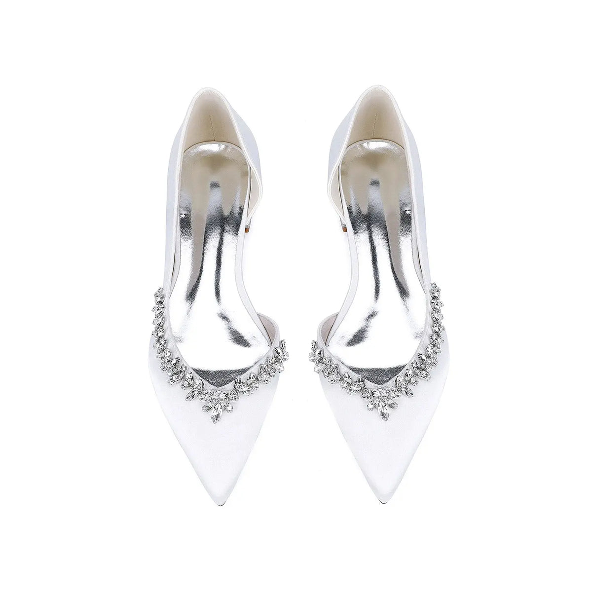 Crystal Embellished Satin D'Orsay Block High Heel HH025 