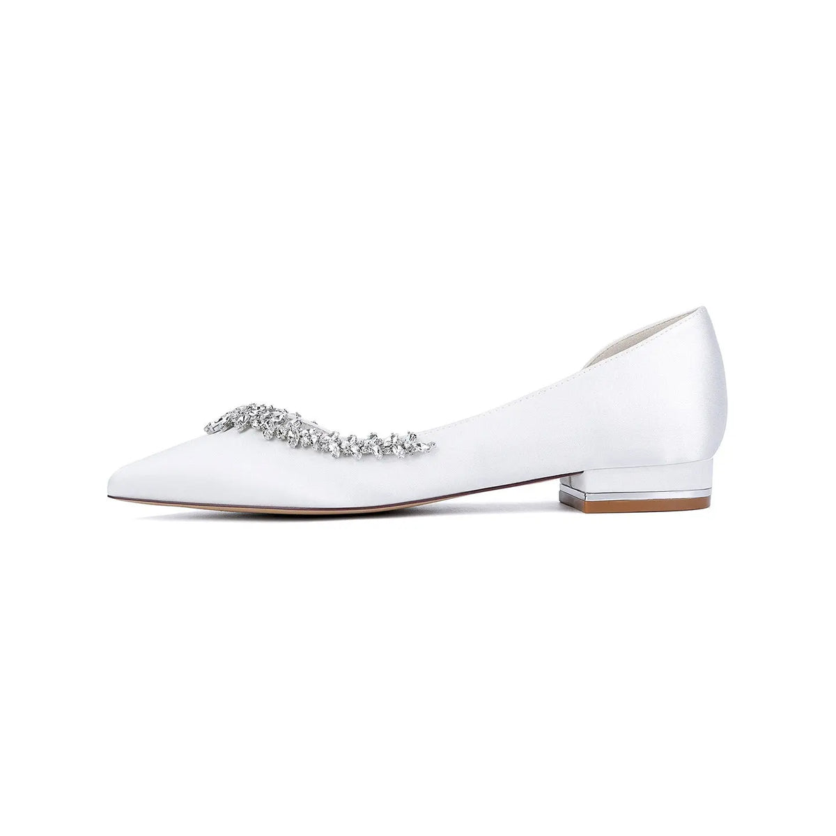Crystal Embellished Satin D'Orsay Block High Heel HH025 