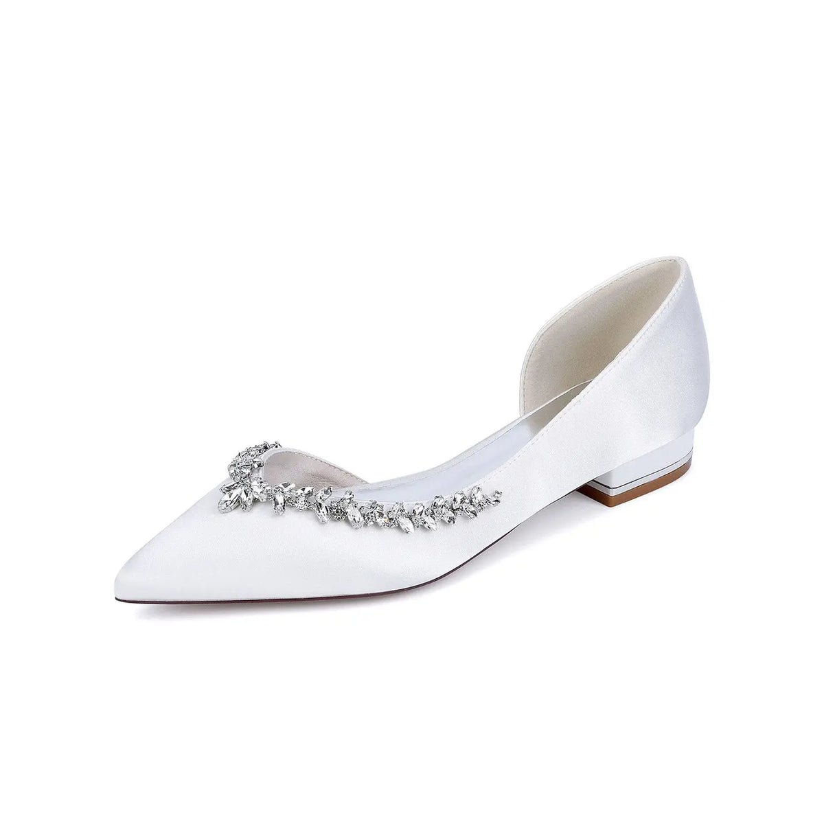 Crystal Embellished Satin D'Orsay Block High Heel HH025 