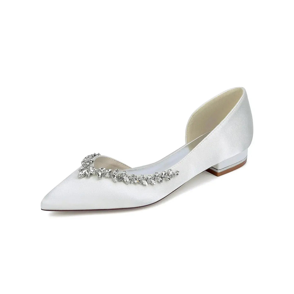 Crystal Embellished Satin D'Orsay Block High Heel HH025 
