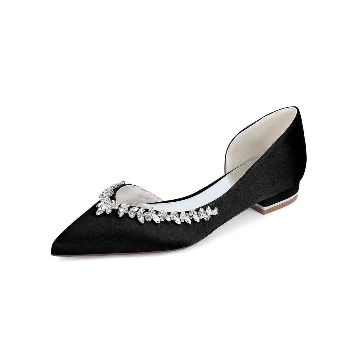 Crystal Embellished Satin D'Orsay Block High Heel HH025 