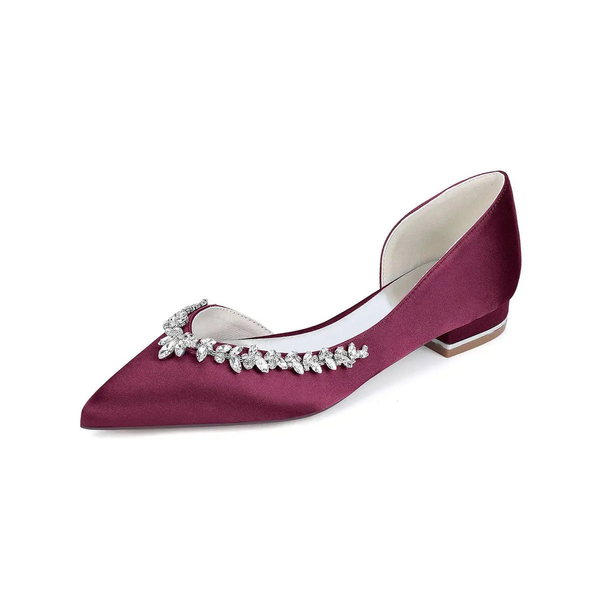 Crystal Embellished Satin D'Orsay Block High Heel HH025 