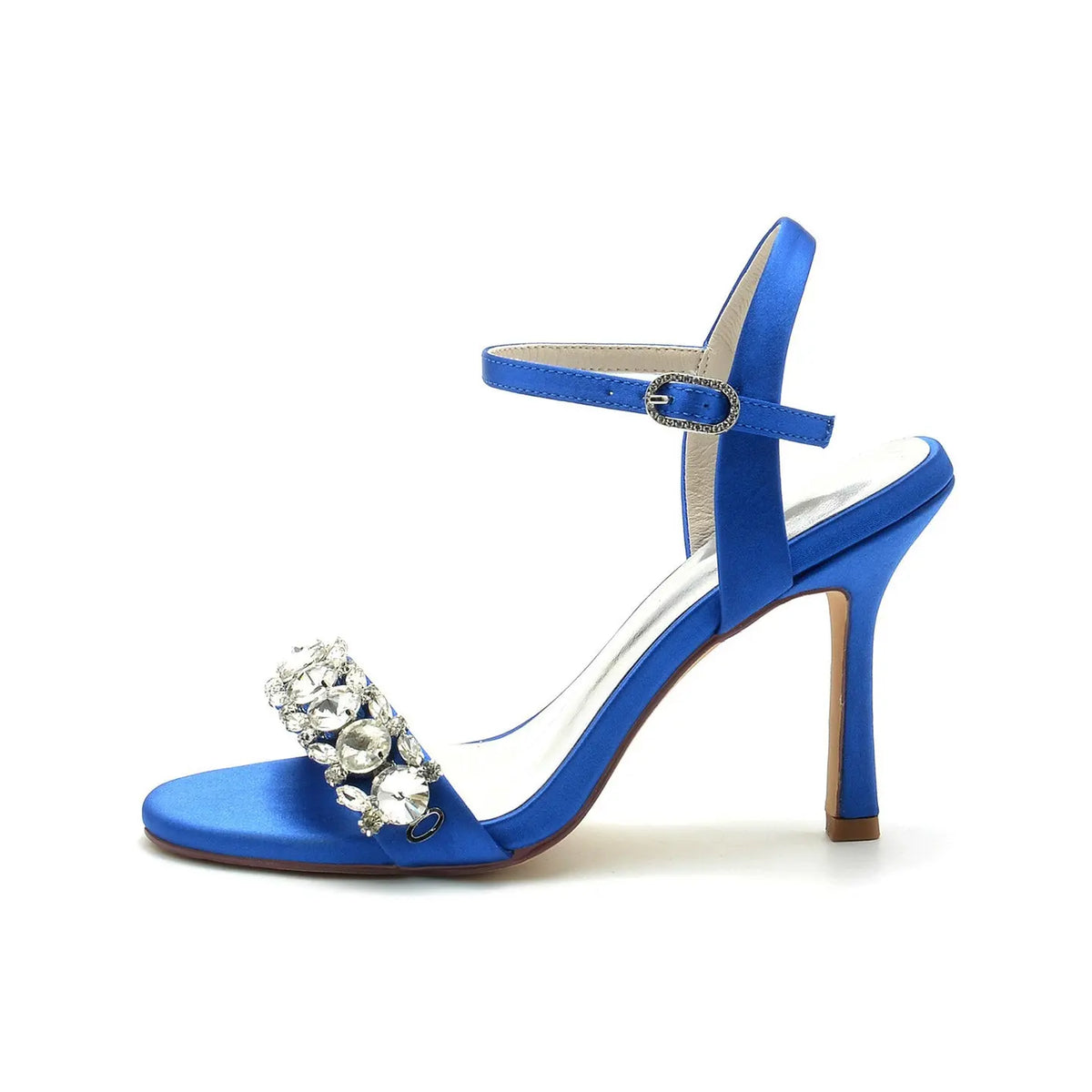 Glamorous Crystal Embellished Satin Ankle Strap Stiletto High Heel HH026 